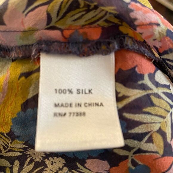 Eliot Floral Silk Tiered Scoop Neck Sleeveless Tank Top Multi-Color Size XS - Picture 4 of 4